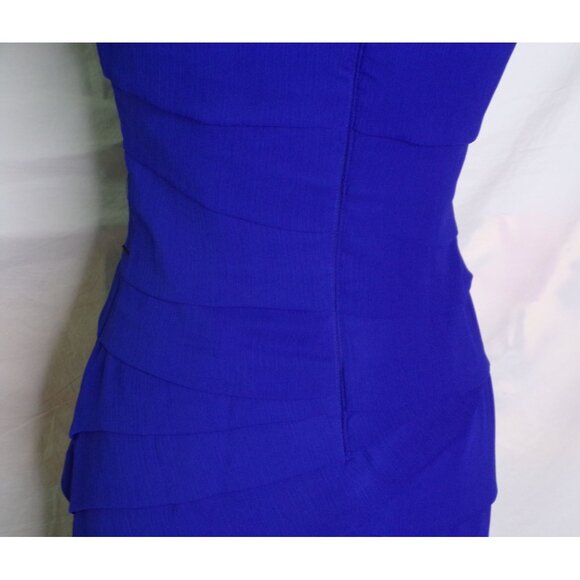 🆕 Adrianna Papell Layered Tiered Chiffon Cap Sleeve Dress 4 Blue - Picture 8 of 11